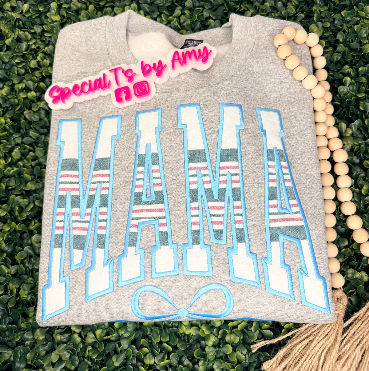 Custom "MAMA" applique keep sake crewneck sweater